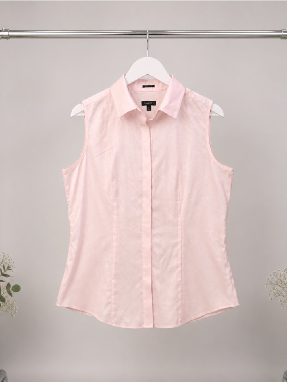 Talbots Soft Pink Sleeveless Button-Down Blouse